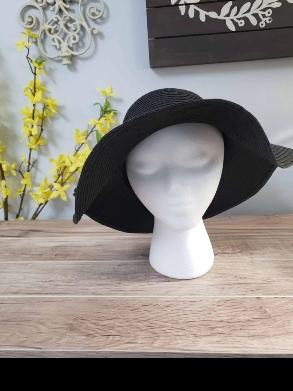 139 New Women's Summer Beach Hat Wide Brim Floppy Foldable for tmTravel Black